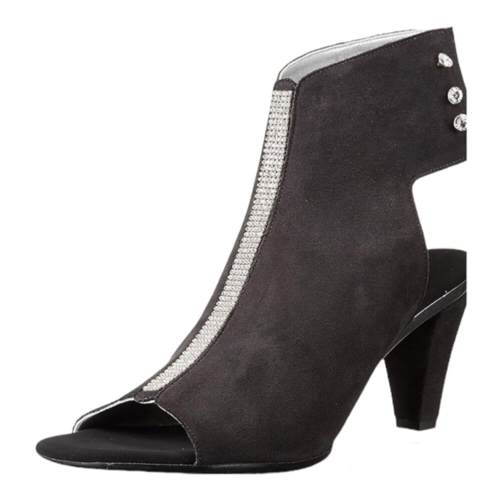 Onex Leather Tuxedo Heeled Sandal Black Sz 9/9.5